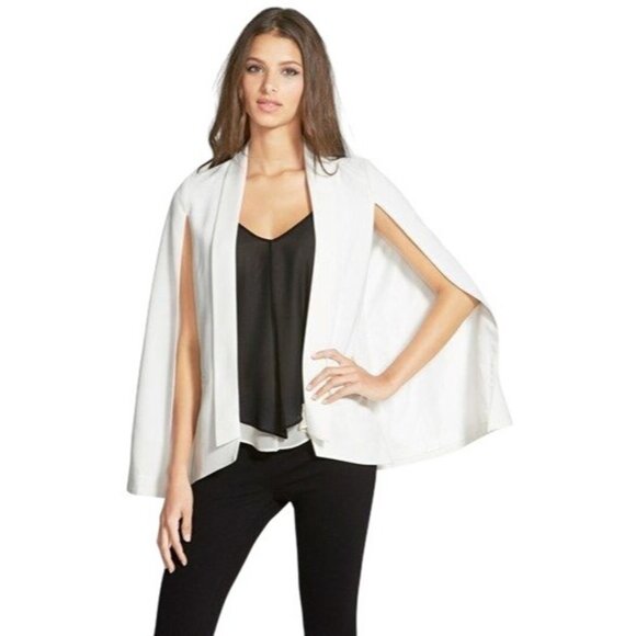 MURAL Womens M White Open Front Shawl Collar Formal Wedding Cape Blazer Jacket - Picture 1 of 14
